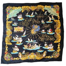 Foulard en soie HERMES carre 90 voilier léger neuf inutilisé grande taille...