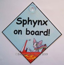 Sphynx cat art sign on board laminated from original painting by Suzanne Le Good