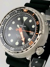 Mens POSEIDON Black 'Tuna' Divers Watch 30ATM WR SEIKO TMI NH35 Automatic Movt
