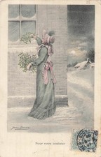 ILLUSTRATED CP SIGNED STEEL FOR YOUR HAPPINESS WOMAN MISTLETOE WINDOW HAT 61561