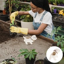  Pot De Fleur En Céramique Shar Pei Joli Jardinière Pour Chien Blanc