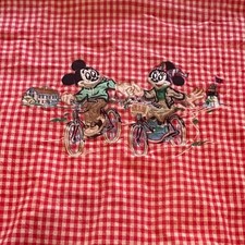 Vintage Donaldson Walt Disney Mickey Minnie Mouse Gingham Check Button Up Shirt
