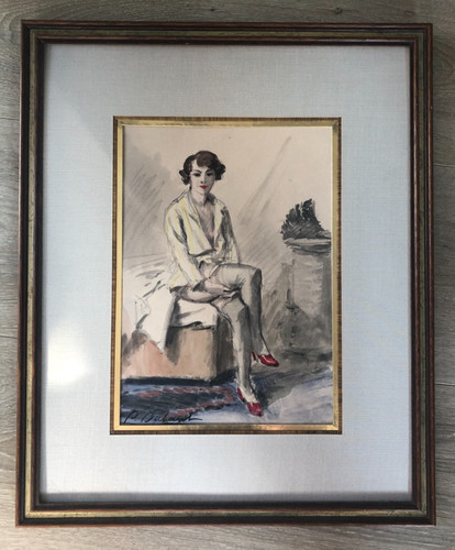 Belle aquarelle femme assise - belle,