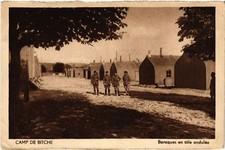 Old postcard AK Camp de BITCHE - corrugated canvas barrels (650891)