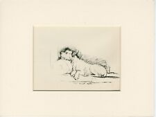 JACK RUSSELL TERRIER SLEEPS ON SEAT  1937 MOUNTED DOG ART PRINT by LUCY DAWSON