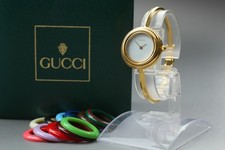 [NEUF en BOITE] Vintage GUCCI Change Bezel 11/12.2 Gold 12 Colors Qz Watch...