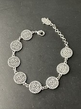 Ancien Bracelet cerle Acier Créateur Art Nouveau Déco fleurs