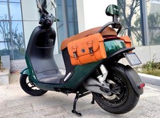 Motorcycle bag faux leather brown for Vespa Peugeot Django classic Honda scooter