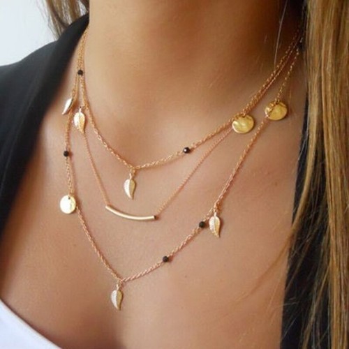 Collier feuille chaîne - , femme