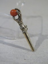 ANTIQUE LARGE KEY MEN'S EAGLE GREENHOUSE CORAL BALL RED GOLD GUSSET WATCH