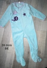 24 Mois 2 ans Fille  : Combinaison Polaire Bleue Baleine TBE