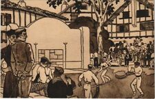 Old postcard AK Basque Country Ball Party in Chistera France (1132200)