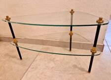 Design 1950 1960 Arlus Design Black & Gold Metal & Glass Sofa End Coffee Table