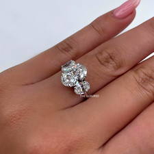 Bague mariage or blanc 14 carats taille ovale diamant 4,50 carats IGI Lab gro...