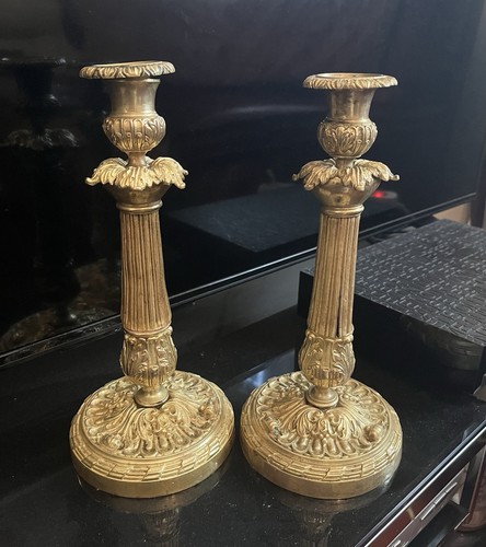 Bougeoirs bronze doré