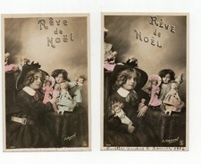2 postcards. CHRISTMAS DREAM. antique dolls. Toys