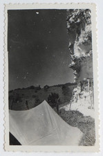 Camping Tent Landscape Dark Sky Strange Atmosphere - Old Photo Snapshot