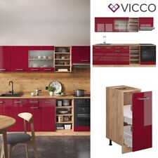 Kitchenette Cuisine intégrée R-Line 240 cm chêne chêne bordeaux rouge Vicco