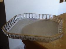 SAINT LOUIS ANTIQUE SQUARE TRAY SERVICE LIQUEUR CRYSTAL ENGRAVING FROST GOLD GILDING
