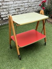 Midcentury Vintage TEAK & Formica Foldable Drinks Serving Tea Trolley C1960