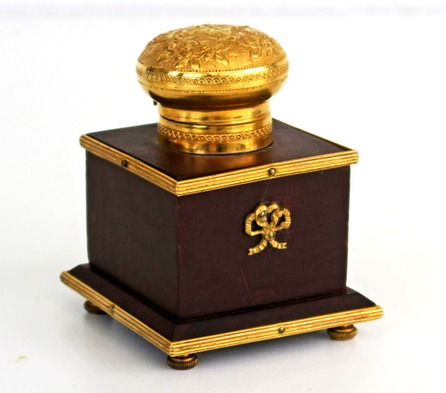 Encrier empire bois - et, bronze