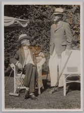 1940 Axel Munthe writer & Gustaf Vl King of Sweden. Vintage Photo Croquet Set