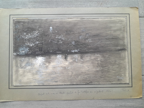 Dessin ancien vue port - dessin, du