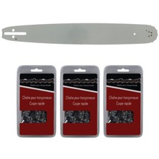 Guide 45 cm (18 pouces) + lot de 3 chaînes 72 maillons - Compatible tronçonneuse