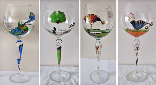 Verres bourgogne peints - verres, peints.8