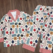 Christmas Festive Holiday Print pajama set women sz XL