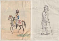 Soldat Cheval Uniforme Uniformes Aquarelle Dessin 1830