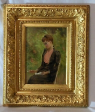 TABLEAU HUILE SUR PANNEAU " LISEUSE À LA CIGARETTE "  de DOUGLAS HAMILTON signé