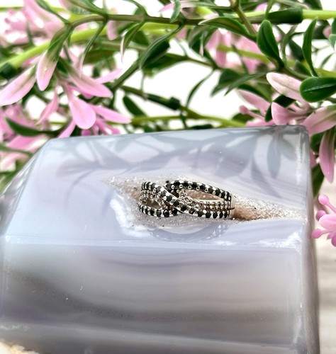 Bague argent pierres - , noires