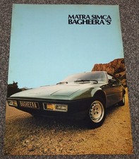 Matra Simca Bagheera 'S'  Brochure in English Chrysler 'UK' from around 1977
