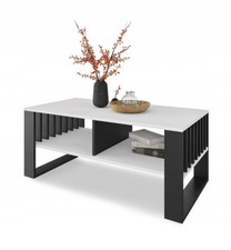 Table basse style loft moderne, Table basse noire et blanche 50 x 90 cm
