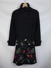 Veste trench-coat femme Desigual en laine bouillie brodée taille 34 / Xs