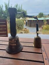 CLOCHE double SONNETTE BRONZE  PORTAIL chaine  PORTE ENTREE JARDIN sonnaille 