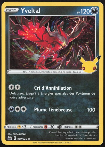 Carte pokémon yveltal - pokémon, 019/025