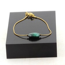 elF bijoux Bracelet en acier doré inoxydable 1 Perle Malachite ovale 10x14 mm.