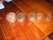 5 minis poelons en cuivre