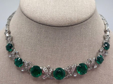 Vintage Knoll & Pregizer West Germany Sterling Silver Green Paste Necklace