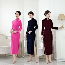 Chinois Femme Velours Qipao