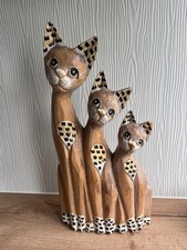 Grande statue chat en bois 50