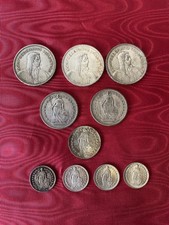 Lot 10 Pièces Argent  Francs Suisse Helvetia Silber Münze Schweiz Silver Coin