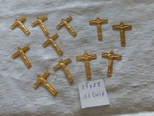 lot of 11 antique gold metal crosses fab FRANCE stock bottom