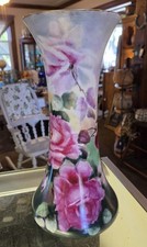Large Hand Painted Roses Vase France D & Co