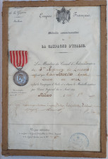 Diplôme de la médaille de la