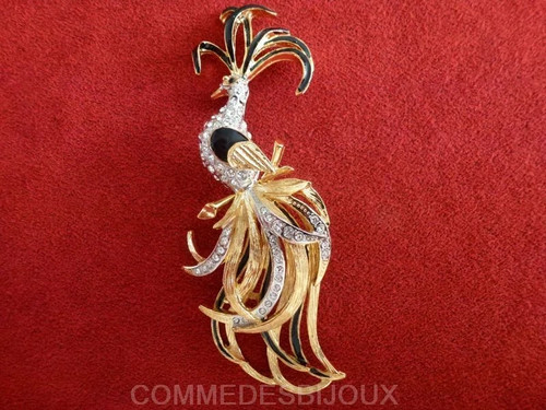 Broche vintage paon plumage - broche,