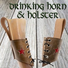 Corne À Boire Viking Étoile En Cuir Avec Étui Murrah Buffalo Bœuf Bière Ale