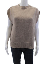 Loulou Studio Unisex Sleeveless Pullover Vest Beige Wool Cashmere Size S